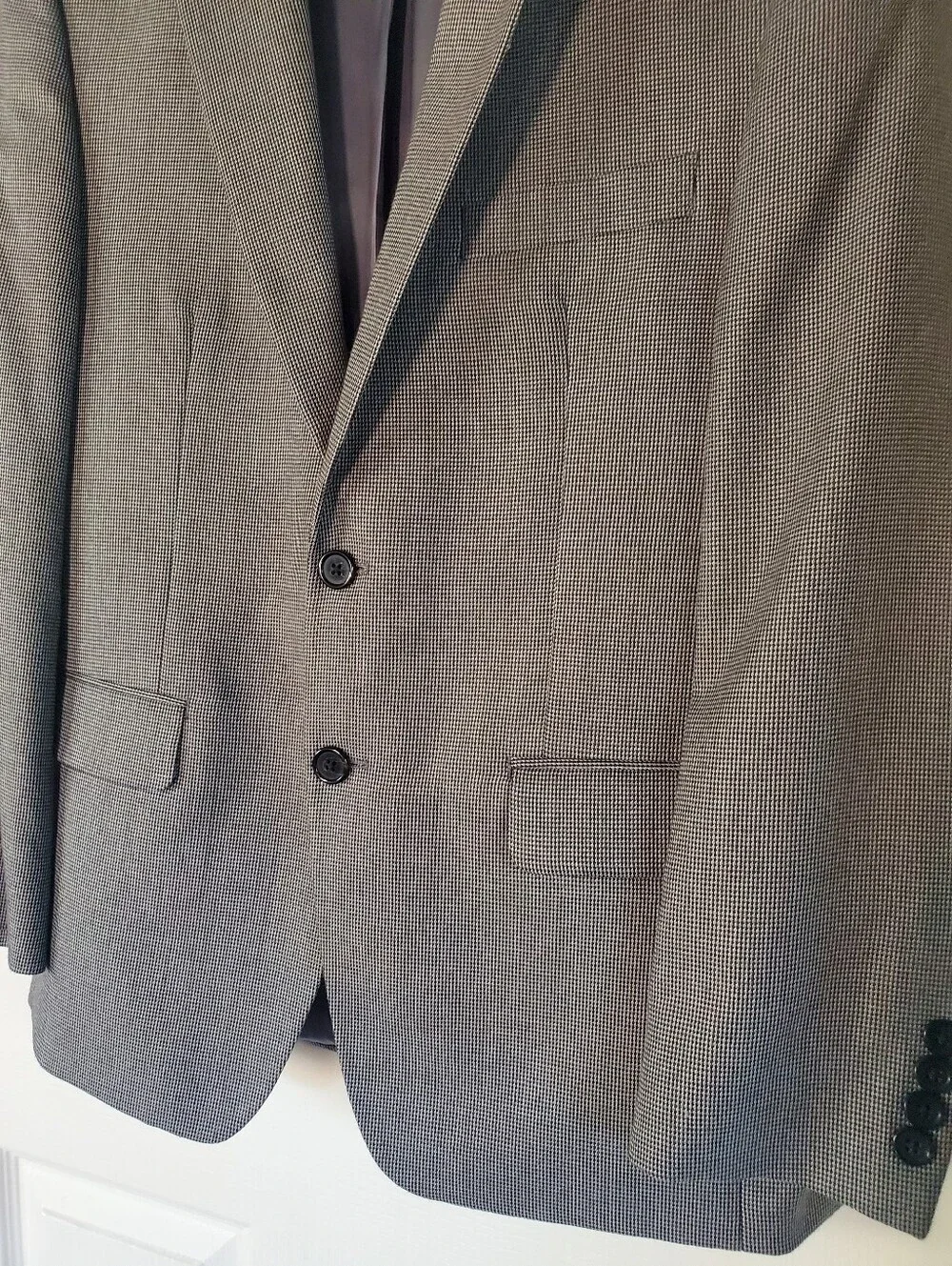 Lauren Ralph Lauren Houndstooth Gray Sport Jacket Office Career Two-Button 38S